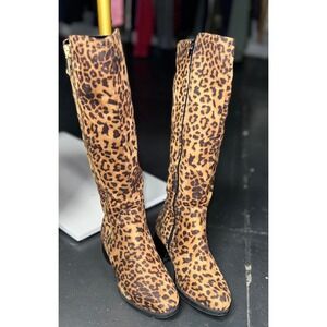 Soda Womens Leopard Print Knee High Boots Let's go Girls! Size 7.5